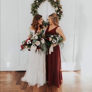 DAVID'S BRIDAL Surplice Tank Long Chiffon Dress